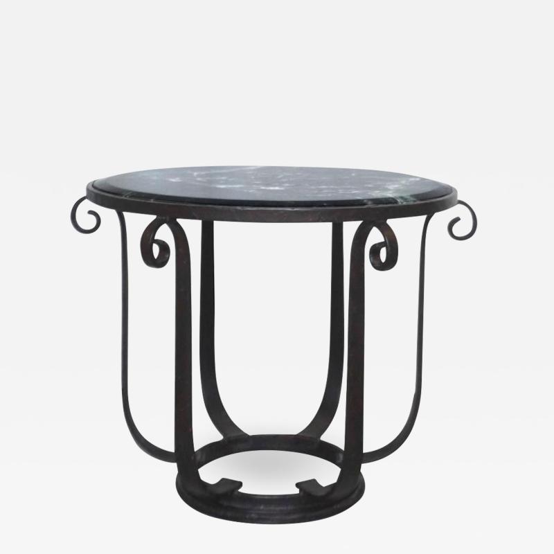 Wrought Iron Center Hall Side Table with Verde Top