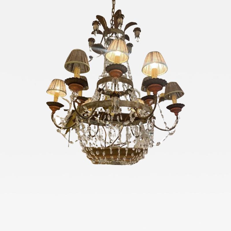 Wrought Iron Floral Chandelier 19th Century