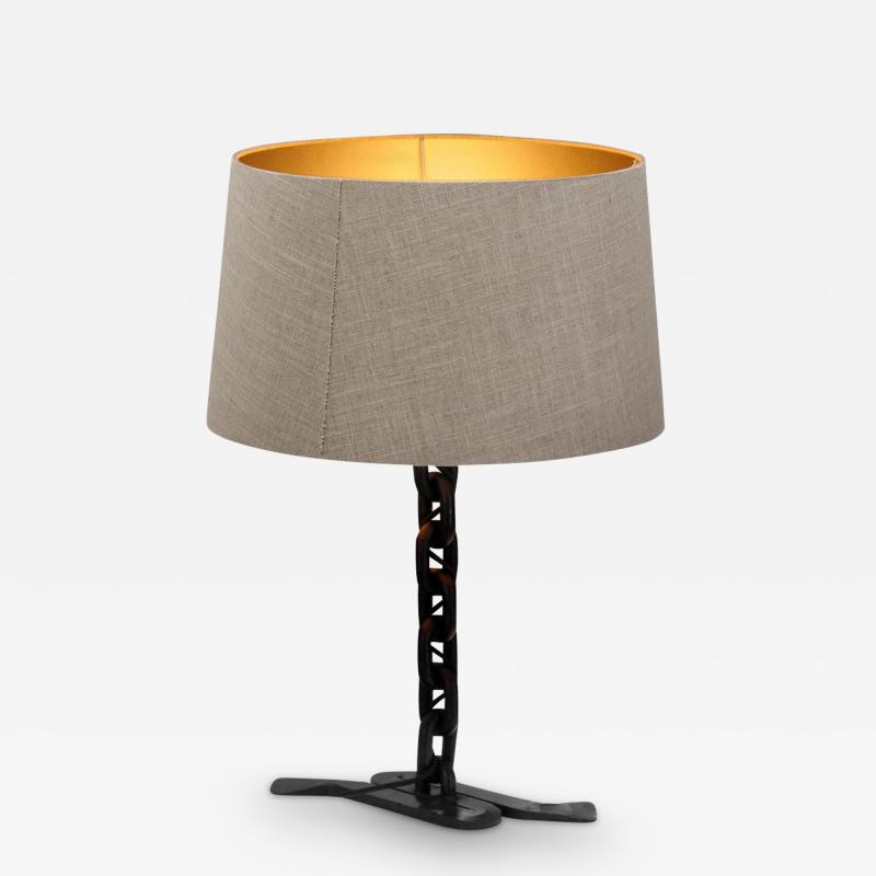 Wrought Iron Table Lamp with Chain Links France 1960s
