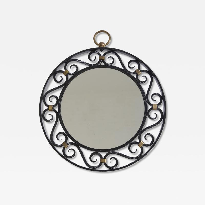 Wrought Iron and Brass Mirror