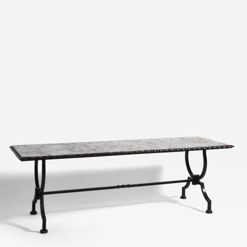 Wrought iron and marble coffee table 1940s 
