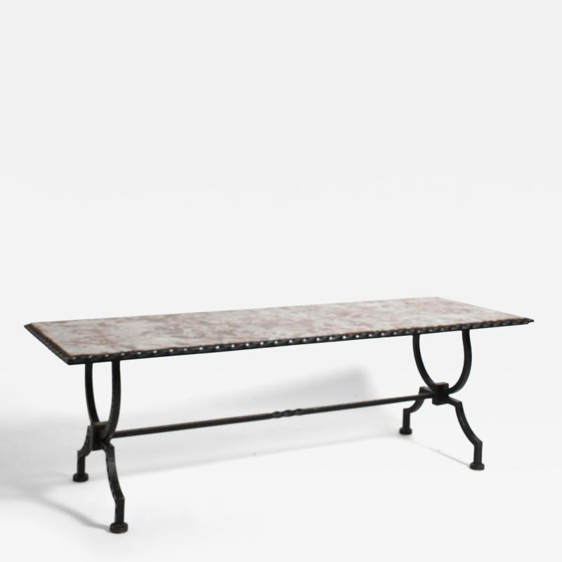 Wrought iron and marble coffee table 1940s 