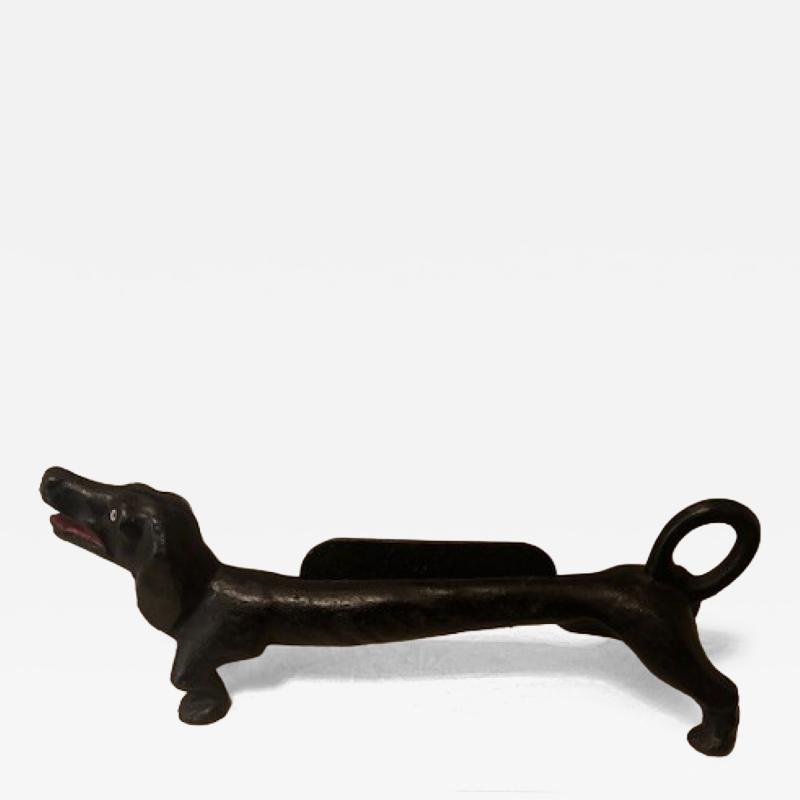 Wrought iron dachshund boot scraper