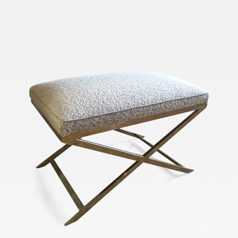 X Shaped Steel Stool Newly Covered in Maharam Cloth