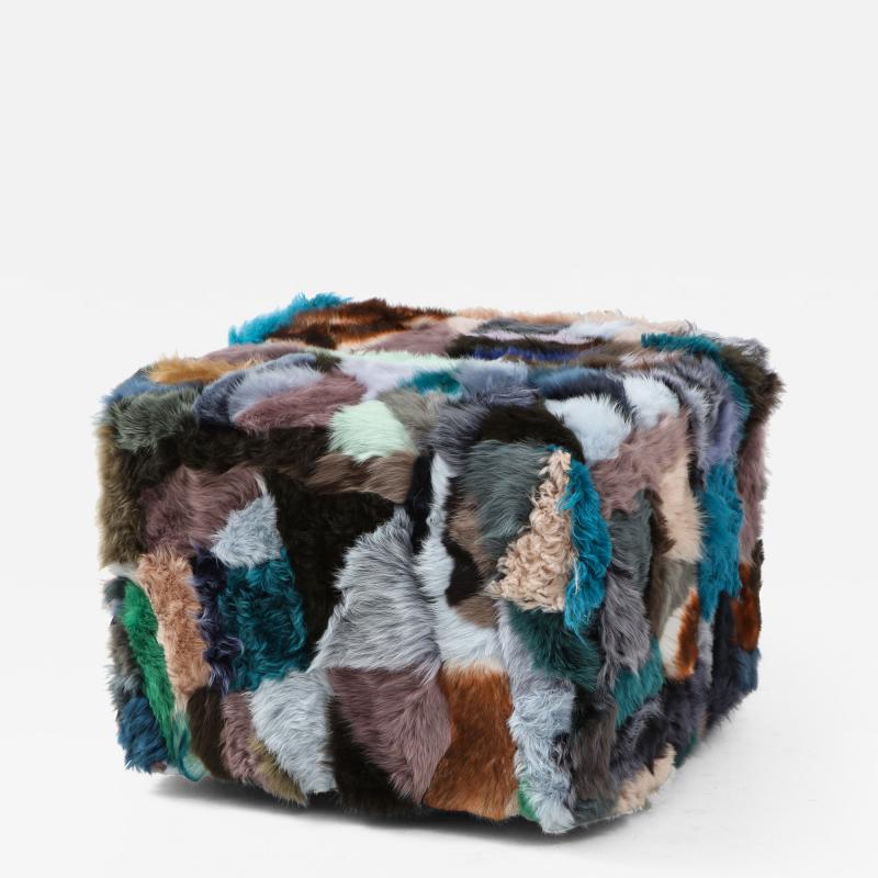 XL Sheepskin Patchwork Ottoman