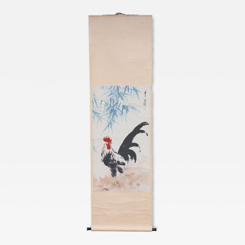 Xu Beihong Rooster and Bamboo Hanging Scroll