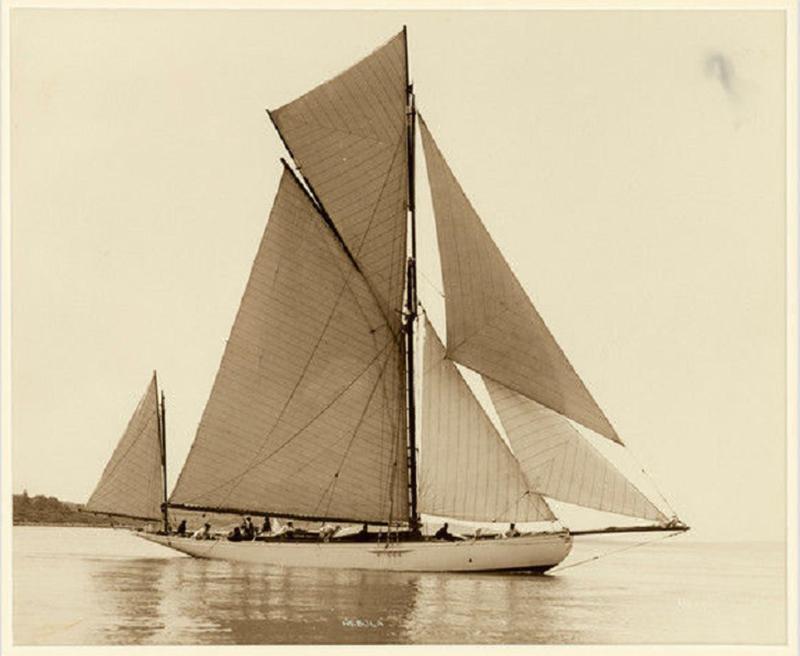 Yacht Nebula early silver photographic print by Beken of Cowes