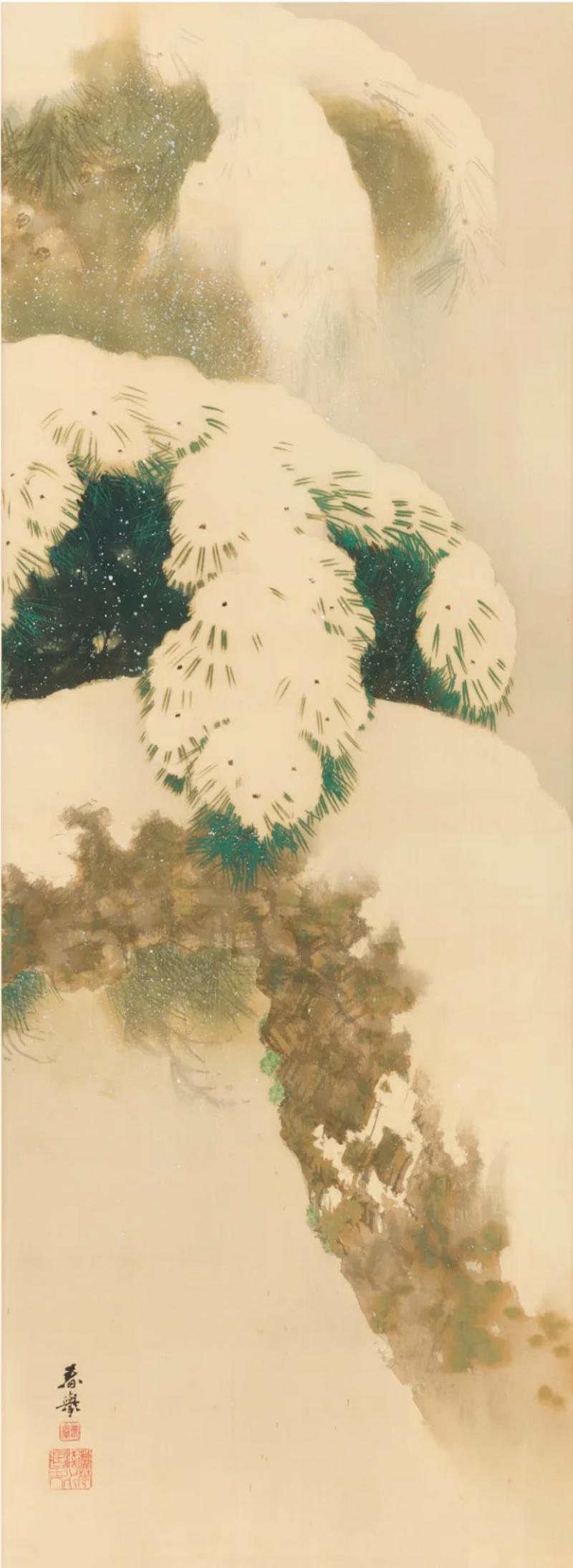 Yamamoto Shunkyo Pine Tree in the Snow circa 1924 1933