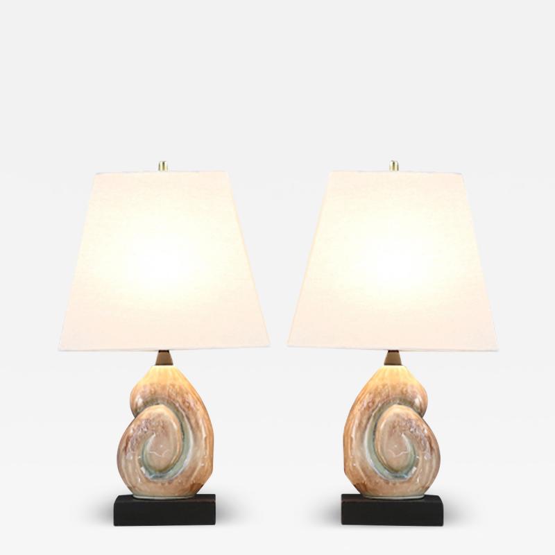 Yasha Heifetz Yasha Heifetz Ceramic Nautilus Shell Table Lamps