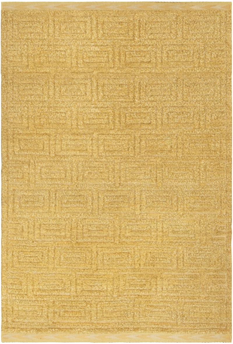 Yellow Midcentury Modern Swedish Half Pile Rug Designed by Elsa Gullberg