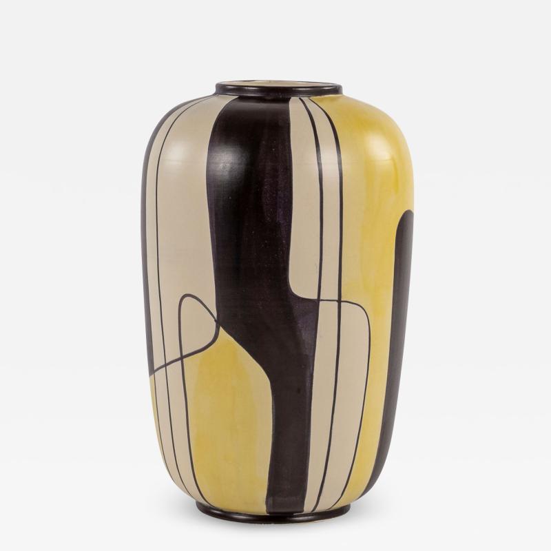 Yellow White and Black Deco Vase