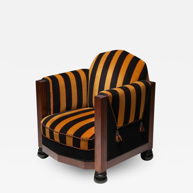 Yellow and Black velvet Art Deco club chair 1930s