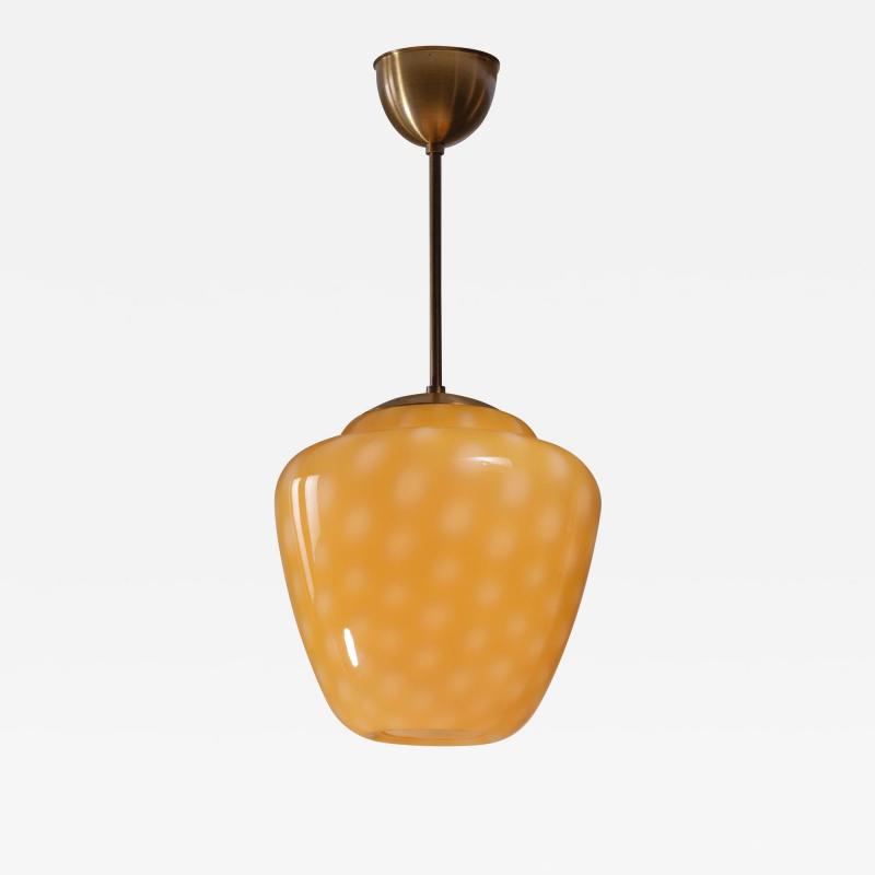 Yellow dotted glass pendant