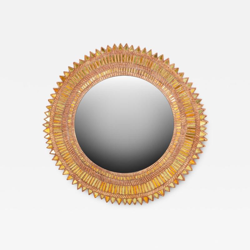 Yellow glass resin convex mirror in the manner of Line Vautrin Contemporary 