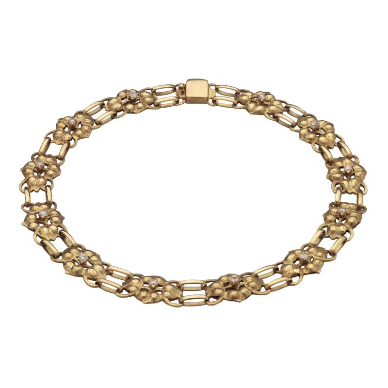 Yngve Olsson American Arts and Crafts 14kt Gold and Diamond Necklace by Yngve Olsson