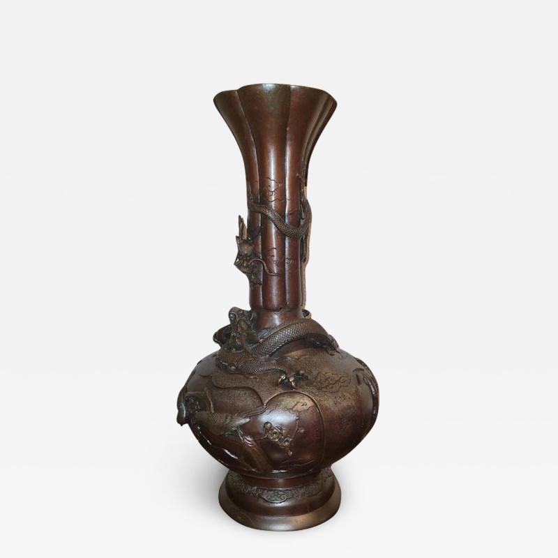 Yoshida Zo Meiji Period High Quality Japanese Bronze Vase by Yoshida Zo