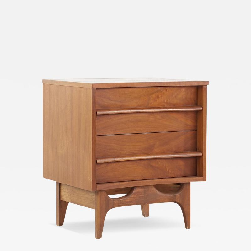 Young Manufacturing Mid Century Walnut Curved Nightstand