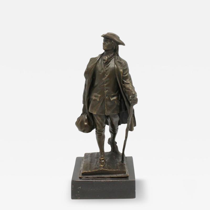 Youthful Franklin Bronze Statue of Young Benjamin Franklin on Marble Base