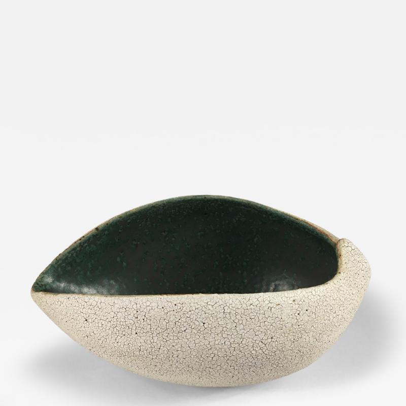 Yumiko Kuga Boat Shape Pottery Bowl with Glaze by Yumiko Kuga