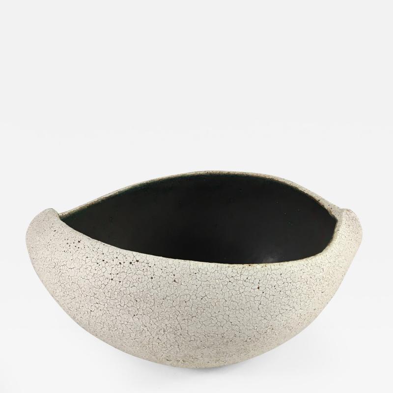 Yumiko Kuga Boat Shaped Bowl with Dark Inner Glaze by Yumiko Kuga