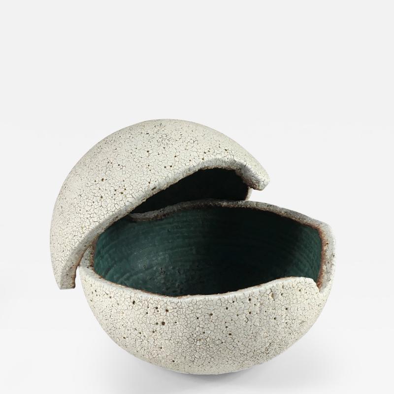 Yumiko Kuga Ceramic Orb Covered Vessel with Inner Glaze by Yumiko Kuga