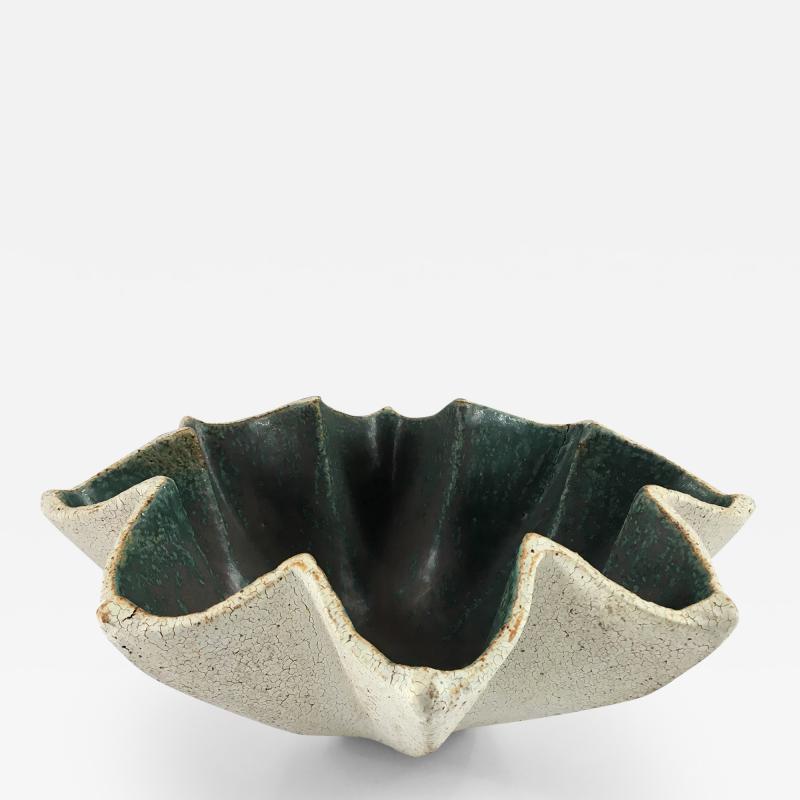 Yumiko Kuga Ceramic Star Bowl with Green Glaze by Yumiko Kuga