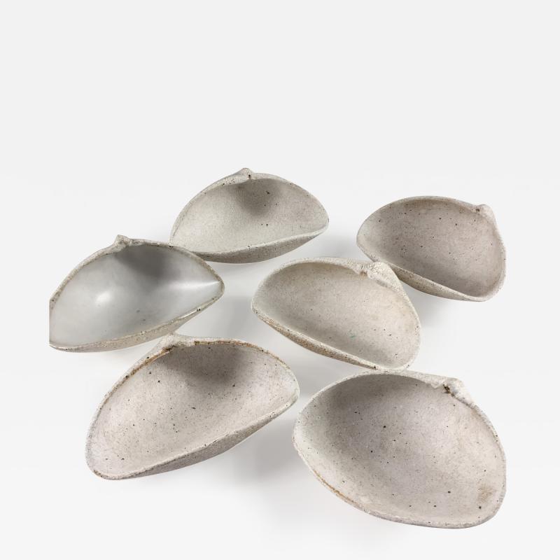 Yumiko Kuga Set of Six Ceramic Shell Bowls by Yumiko Kuga