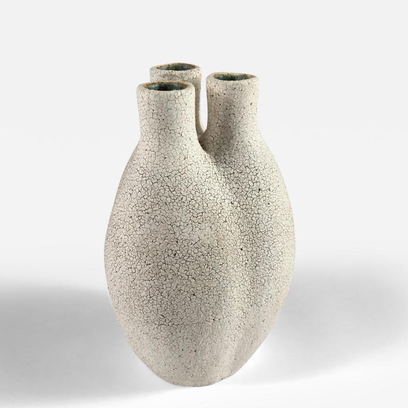 Yumiko Kuga Tri Neck Pottery Vase by Yumiko Kuga