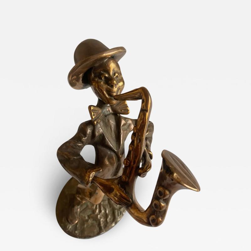 Yves Lohe 1970 80 Saxophonist and Trumpeter and Violin in Bronze Sculptures Signed LOHE