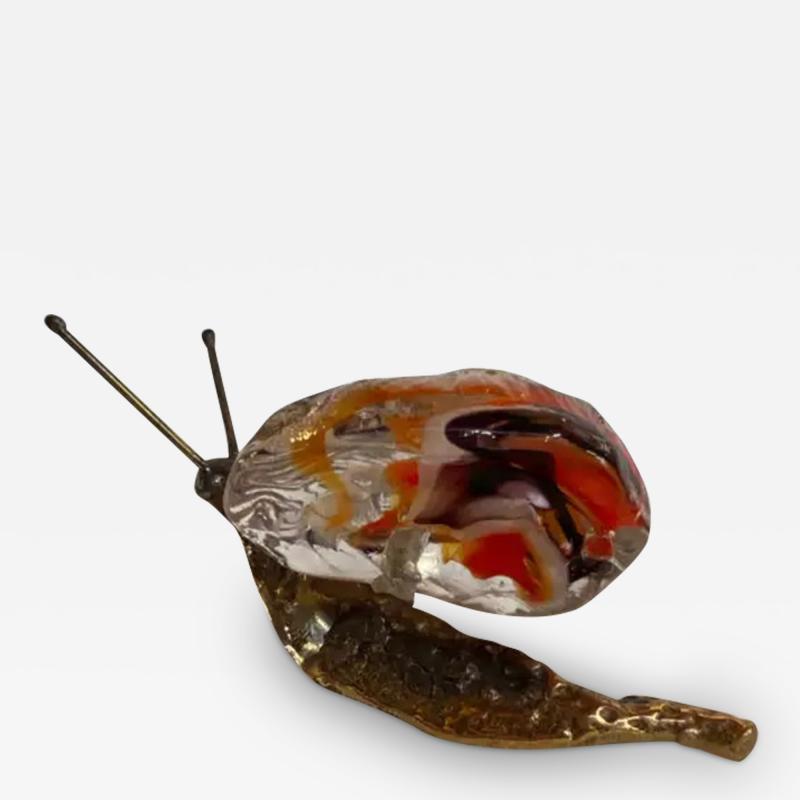 Yves Lohe 1970 80 Snail In Bronze And Glass Paste Sculpture Signed LOHE