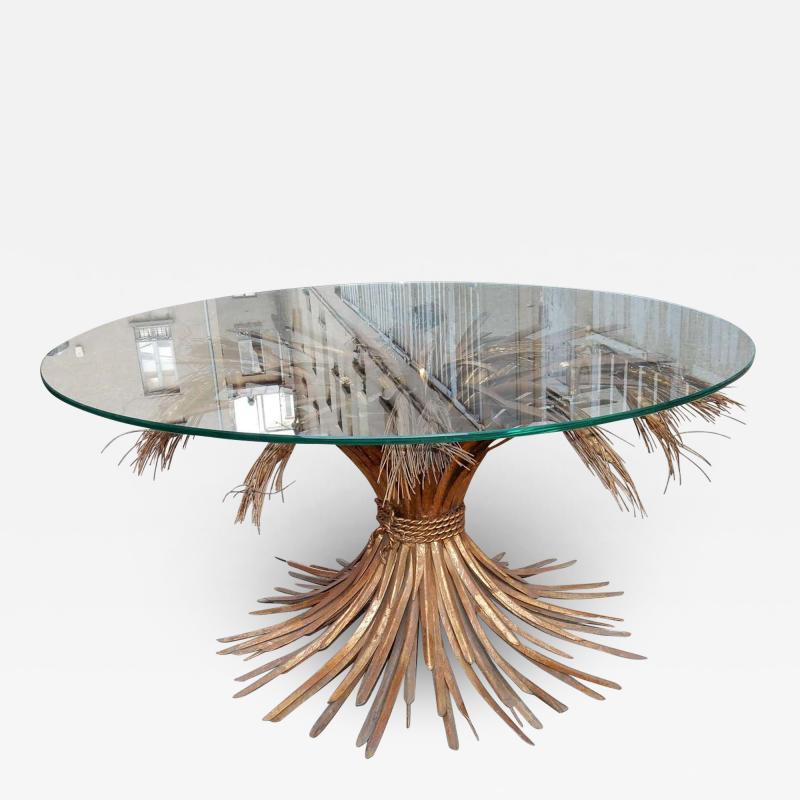 Yves Saint Laurent 1950 1970 Pedestal Table or Coffee Table in YSL Style in Gilded Iron