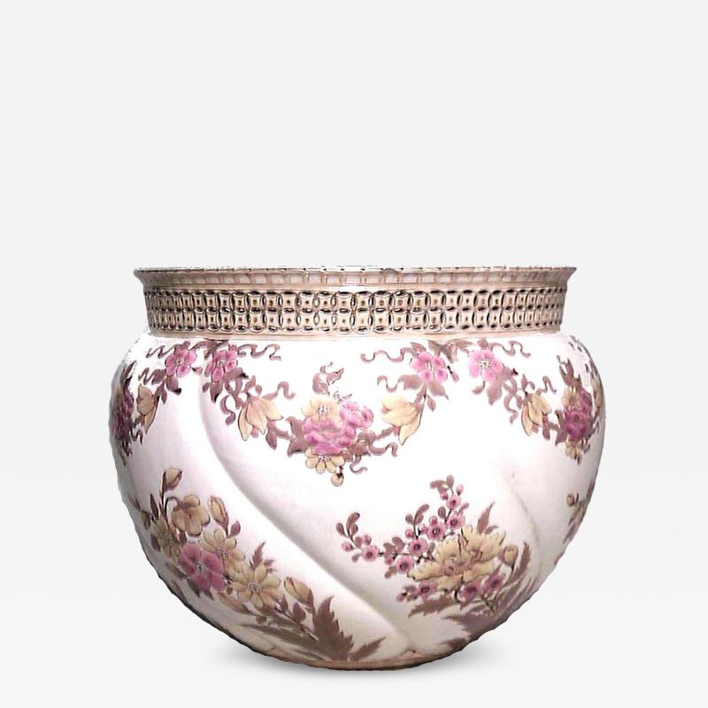 Zsolnay Hungarian Victorian Floral Lusterware Pot