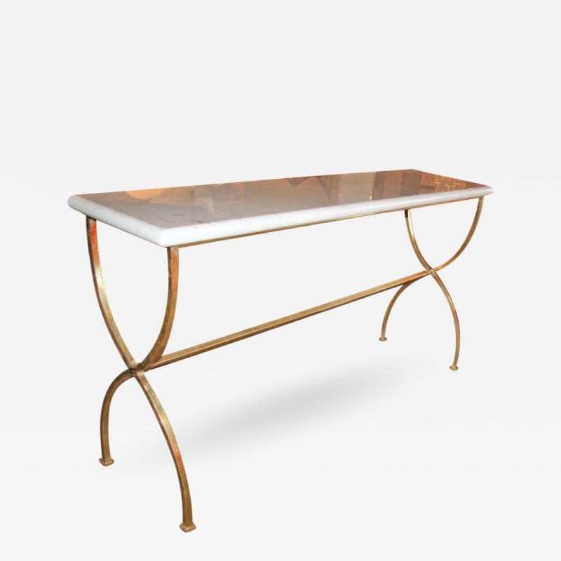 ma 39 custom Italian Iron Carerra Marble Top Console