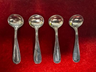  4 Sterling Silver Beaded Edge Mini Souvenir Salt Spoons 3 05g each