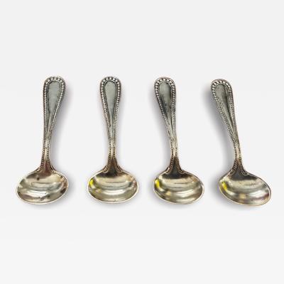  4 Sterling Silver Beaded Edge Mini Souvenir Salt Spoons 3 05g each