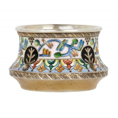  6th Artel Cloisonn enamelled silver Russian Salt by 6th Artel