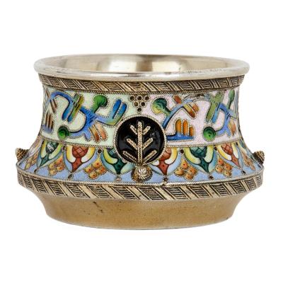  6th Artel Cloisonn enamelled silver Russian Salt by 6th Artel
