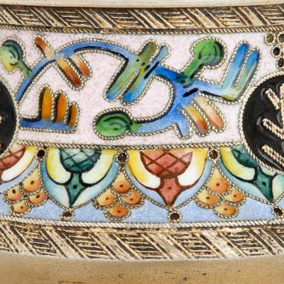  6th Artel Cloisonn enamelled silver Russian Salt by 6th Artel