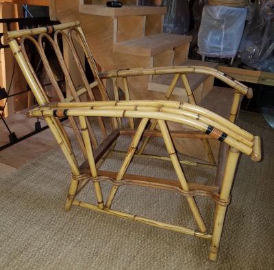 940s Bamboo Rattan Lounge Chair