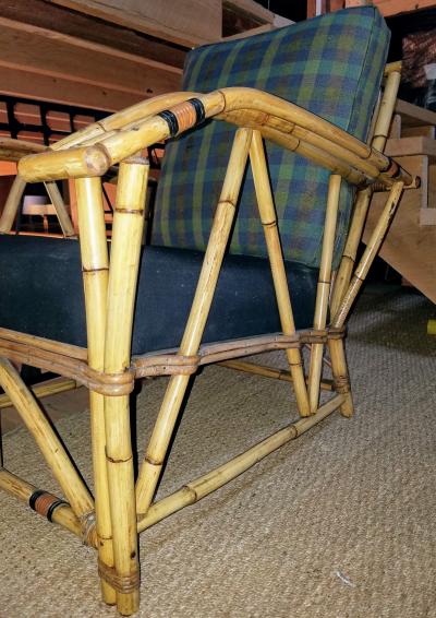 940s Bamboo Rattan Lounge Chair