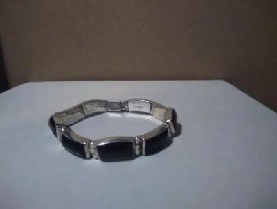  950 Mexican Silver Bracelet with Onyx