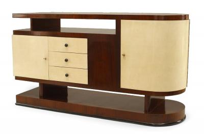  A Berdolini Italian Walnut and Parchment Sideboard Manner of A Berdolini 