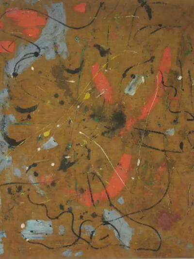  A C Hermkens Large Flemish Midcentury Abstract Expressionist Painting by A C Hermkens 1961