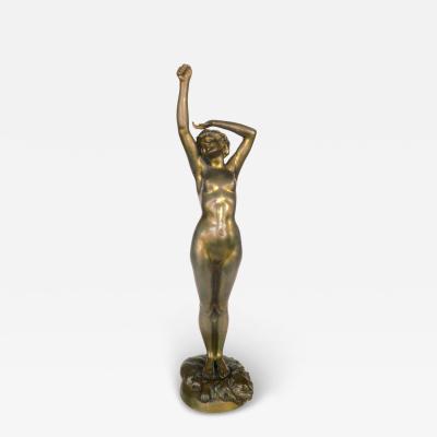  A Calendi Bronze Sculpture Nude Woman Stretching Femme nue s etirant by A Calendi