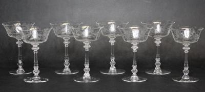  A H Heisey Glass Company Art Deco Crystal Champagne Tall Sherbet Orchid by HEISEY Set of 8 United States