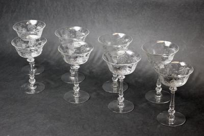  A H Heisey Glass Company Art Deco Crystal Champagne Tall Sherbet Orchid by HEISEY Set of 8 United States