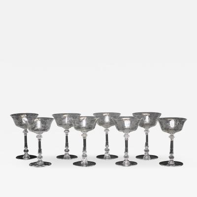  A H Heisey Glass Company Art Deco Crystal Champagne Tall Sherbet Orchid by HEISEY Set of 8 United States