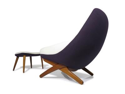  A Mikael Laursen Illum Wikkelso for Mikael Laursen Danish Lounge Chair and Ottoman