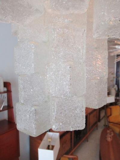  A V Mazzega Italian Modern Hand Blown Glass Ice Cube Chandelier Mazzega