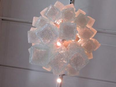 A V Mazzega Italian Modern Hand Blown Glass Ice Cube Chandelier Mazzega